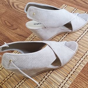 Quaid platform wedge open toe tie back
